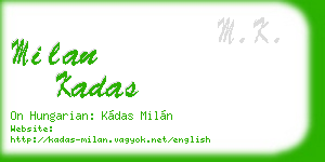 milan kadas business card